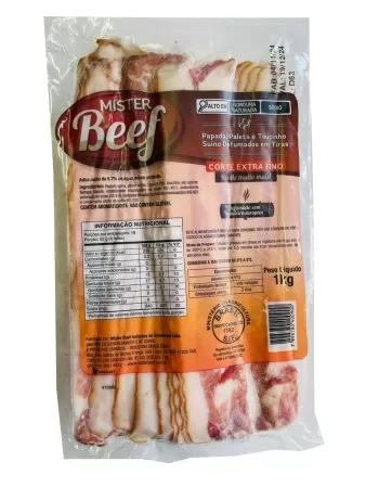 BACON EM TIRAS EXTRA FINO 1KG MISTER BEEF